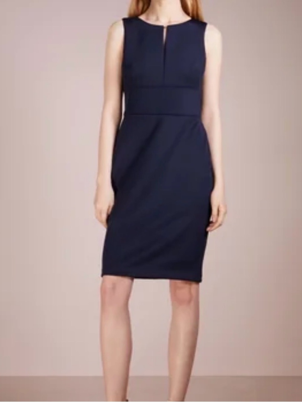 DKNY Size 12 Navy Blue Sleeveless Sheath Dress Professional Workwear Stretchy